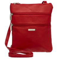 Lorenz Leather Grain PU Twin Top Zip Bag with 4 Zips-CLEARANCE PRICE